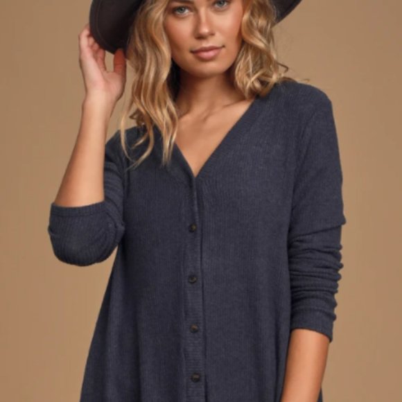 Lulus Dresses & Skirts - Lulu's Sweet Comfort Button-Up Sweater Dress